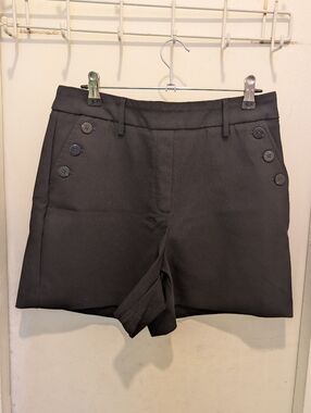 Rachel Zoe Black Dressy Mid/High Waist Shorts 6 Button Detail Chic